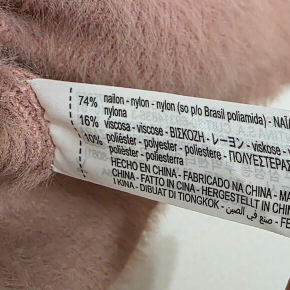 Zara Fuzzy Rose Faux Fur Knit Sweater Puff Sleeve Cropped Pullover Jumper Top - Picture 8 of 9